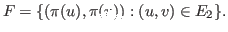 $\displaystyle F=\{(\pi(u),\pi(v)):(u,v)\in E_2\}.$