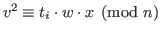 $ v^2\equiv t_i\cdot w\cdot x \pmod n$
